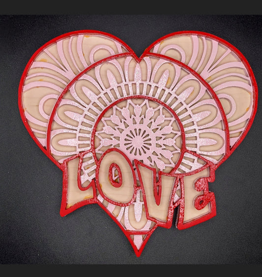 Layered Heart with Love Mandala Art